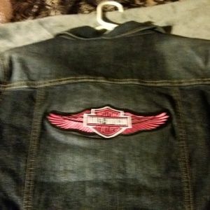 Ladies stretchy jean dress with Harley Davidson